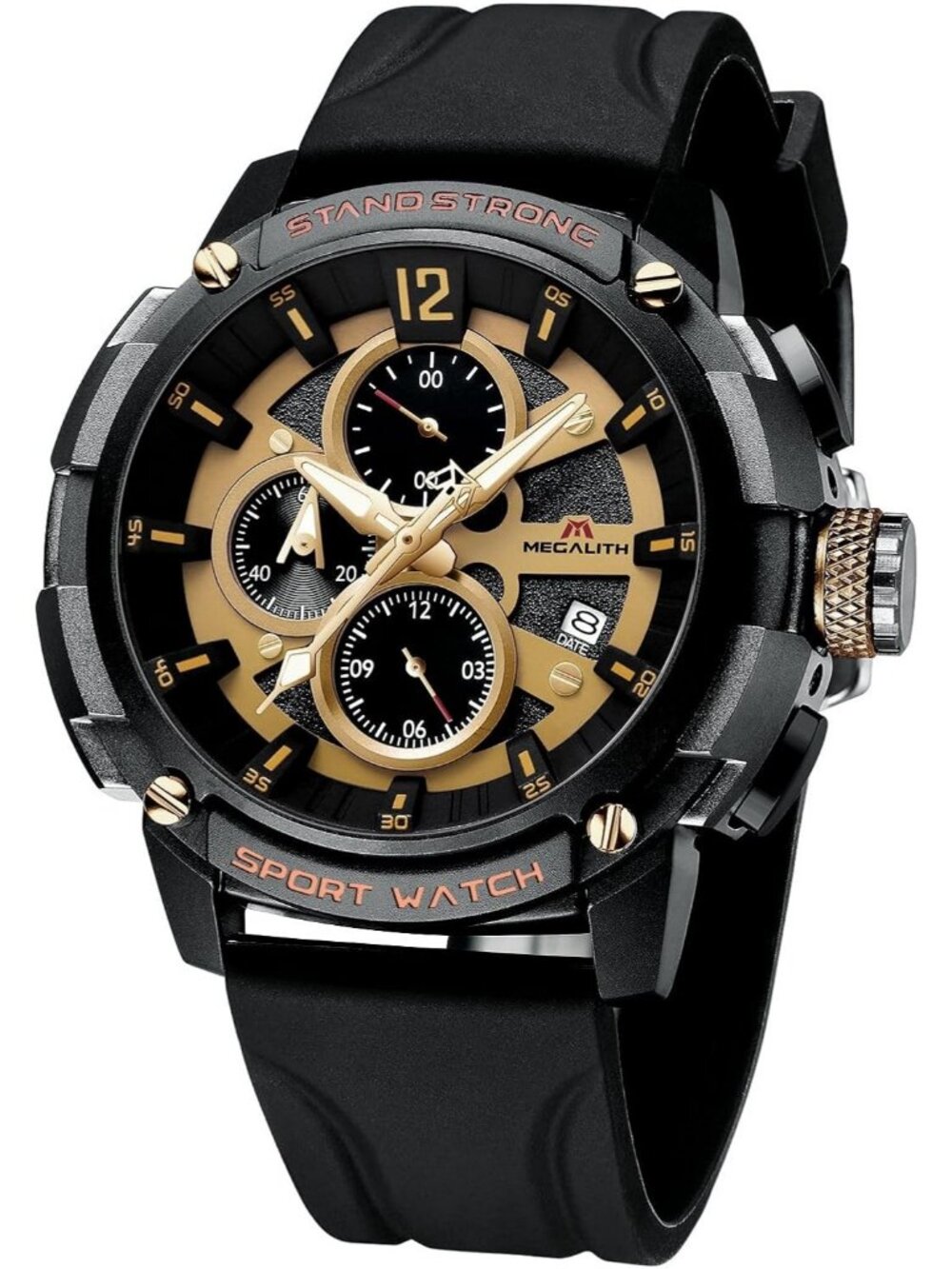 Men's Gold Analog Quartz Heavy Duty Waterproof Chronograph Luminous Wrist Watch